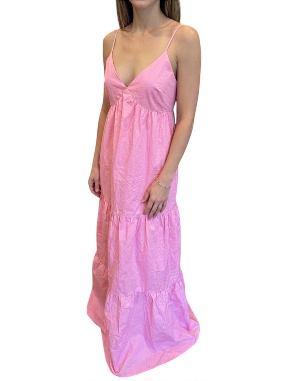 NWT Cloud Ten Pink Maxi Dress Tiered Strappy Back Summer S